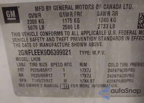 2013 Chevrolet Equinox 1Lt z USA, uszkodzony, nr VIN 2GNFLEEK9D6399021